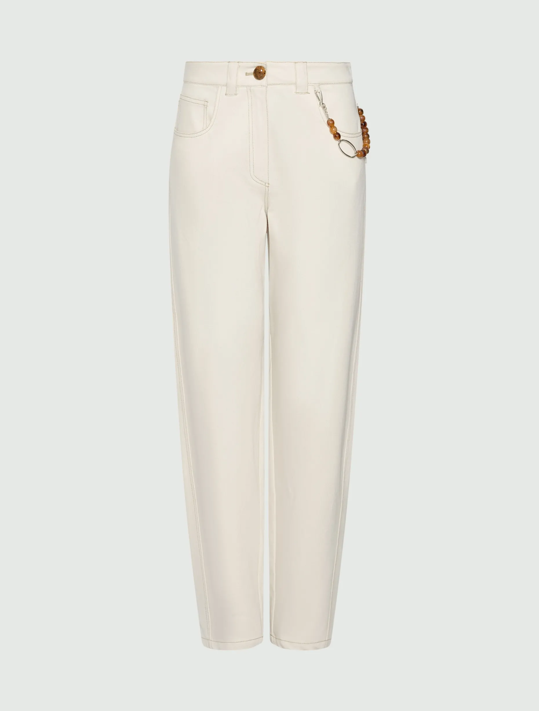Pantalone barrel in cotone stretch - BIANCO LANA
