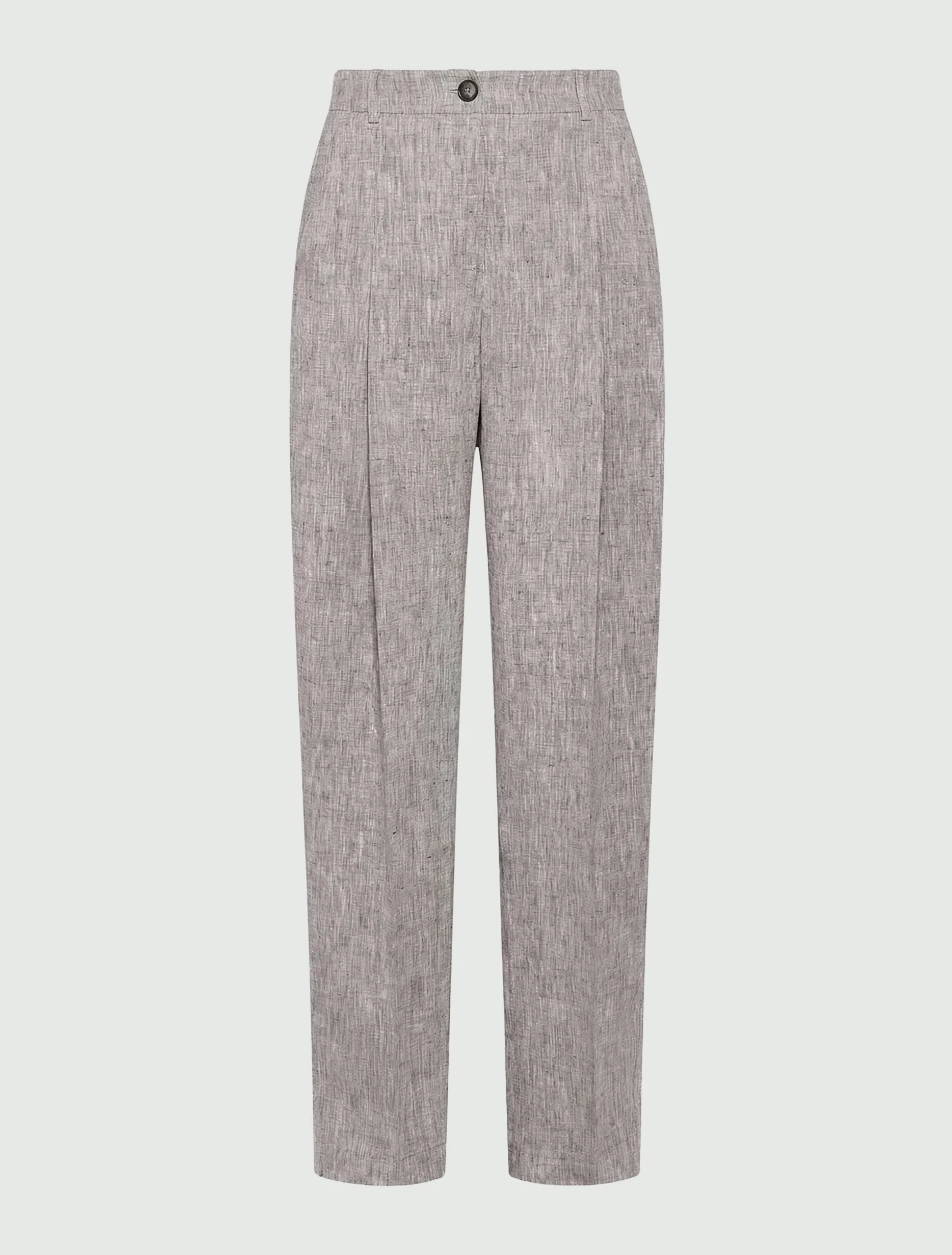 Pantalone barrel in lino - MARRONE