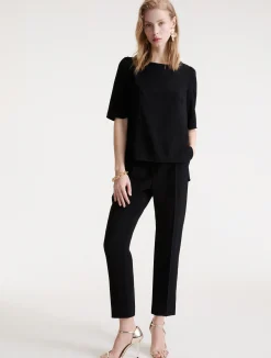 Pantalone chino in envers satin - NERO