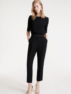Pantalone chino in envers satin - NERO