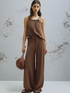 Pantalone con coulisse - MARRONE