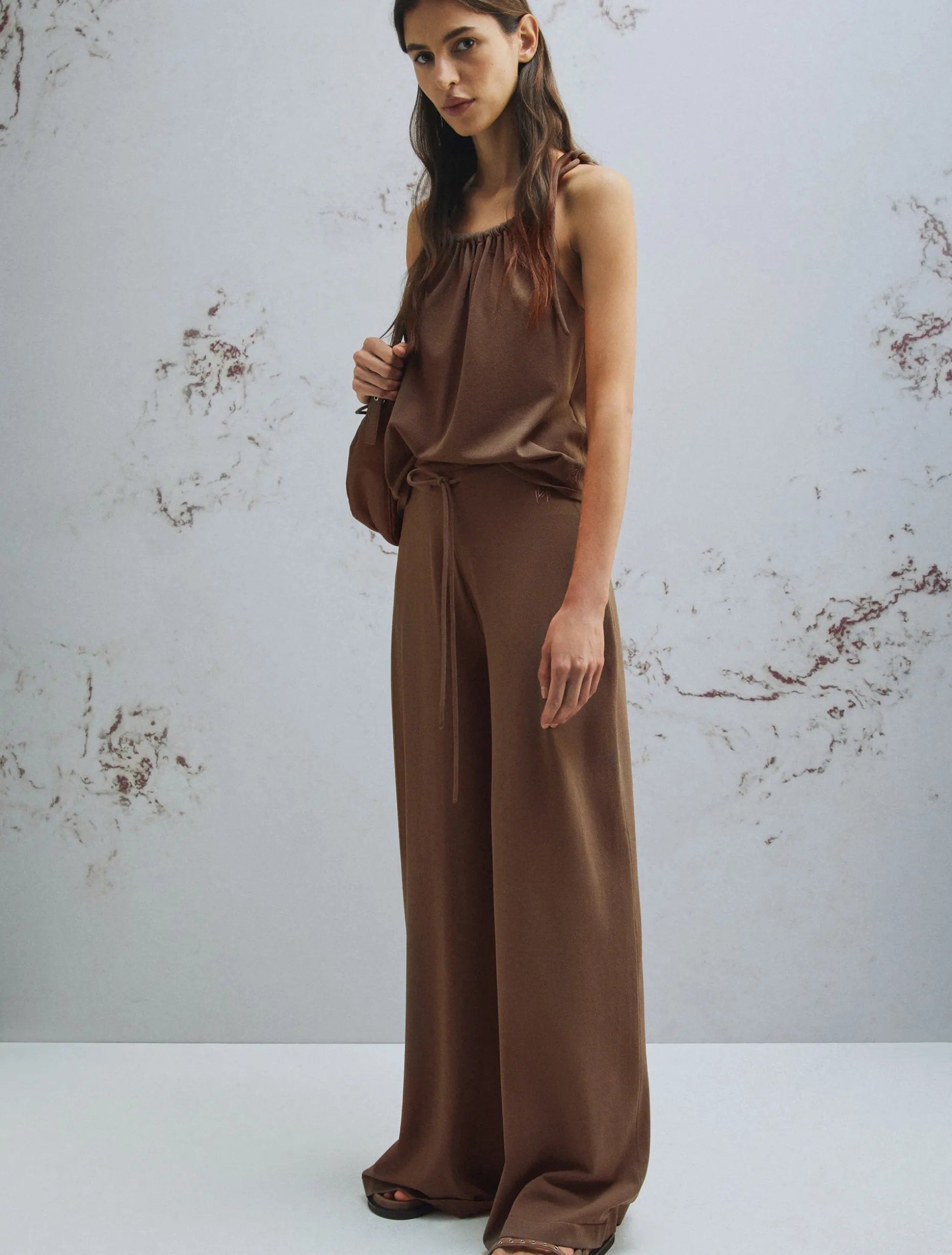 Pantalone con coulisse - MARRONE