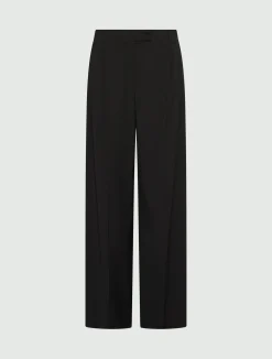 Pantalone con pince in pura lana - NERO