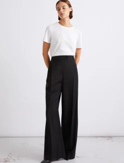 Pantalone con pince in pura lana - NERO