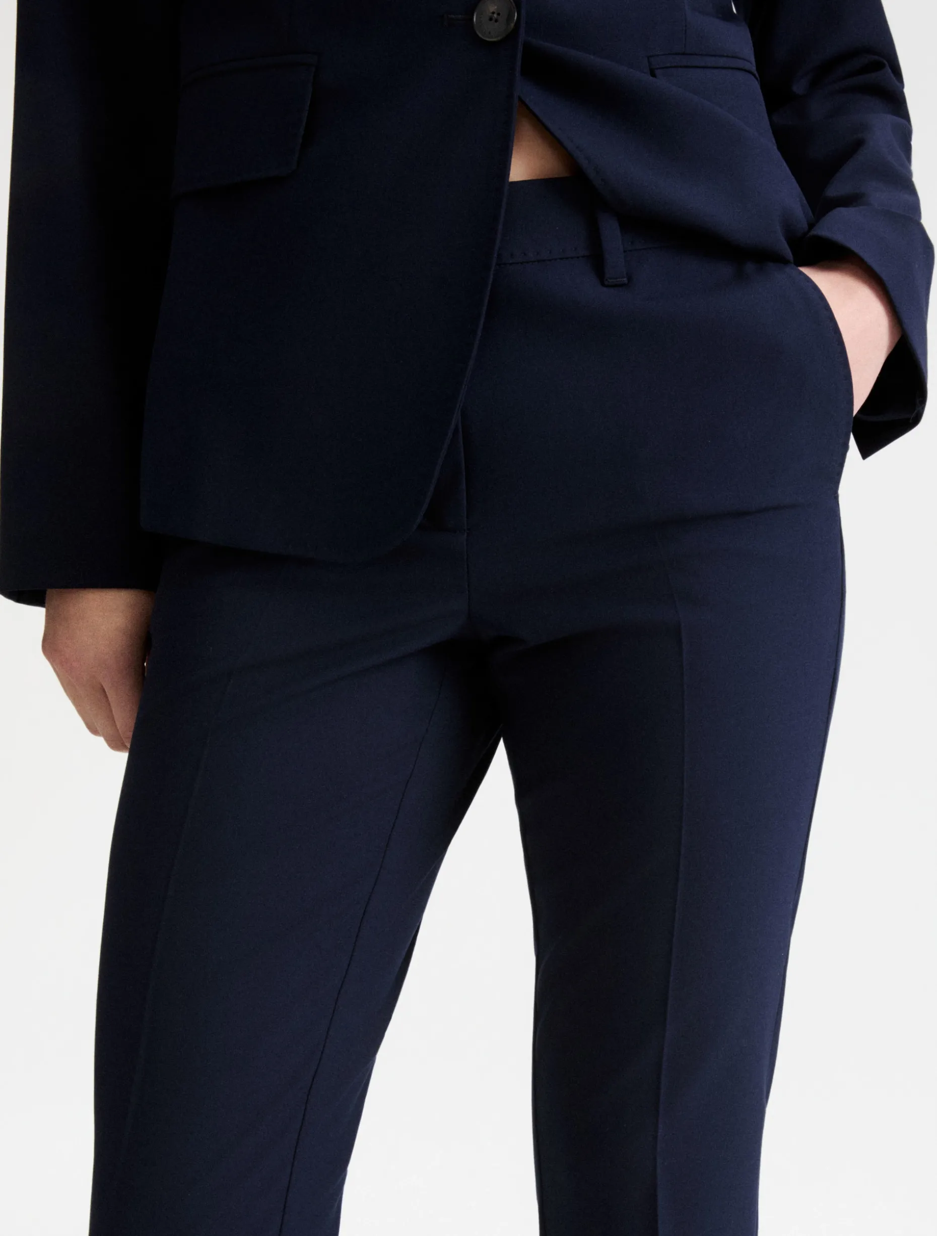 Pantalone cropped in tela stretch - BLU NOTTE