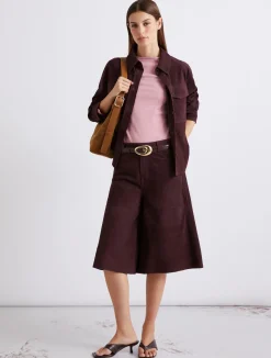 Pantalone culotte in camoscio - BORDEAUX