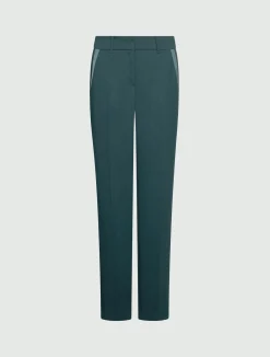 Pantalone dritto in envers satin - BLU PAVONE