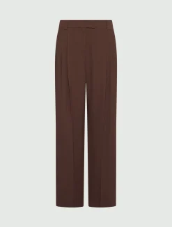 Pantalone dritto in envers satin - MARRONE