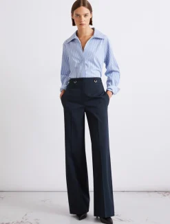 Pantalone dritto in gabardina - BLU