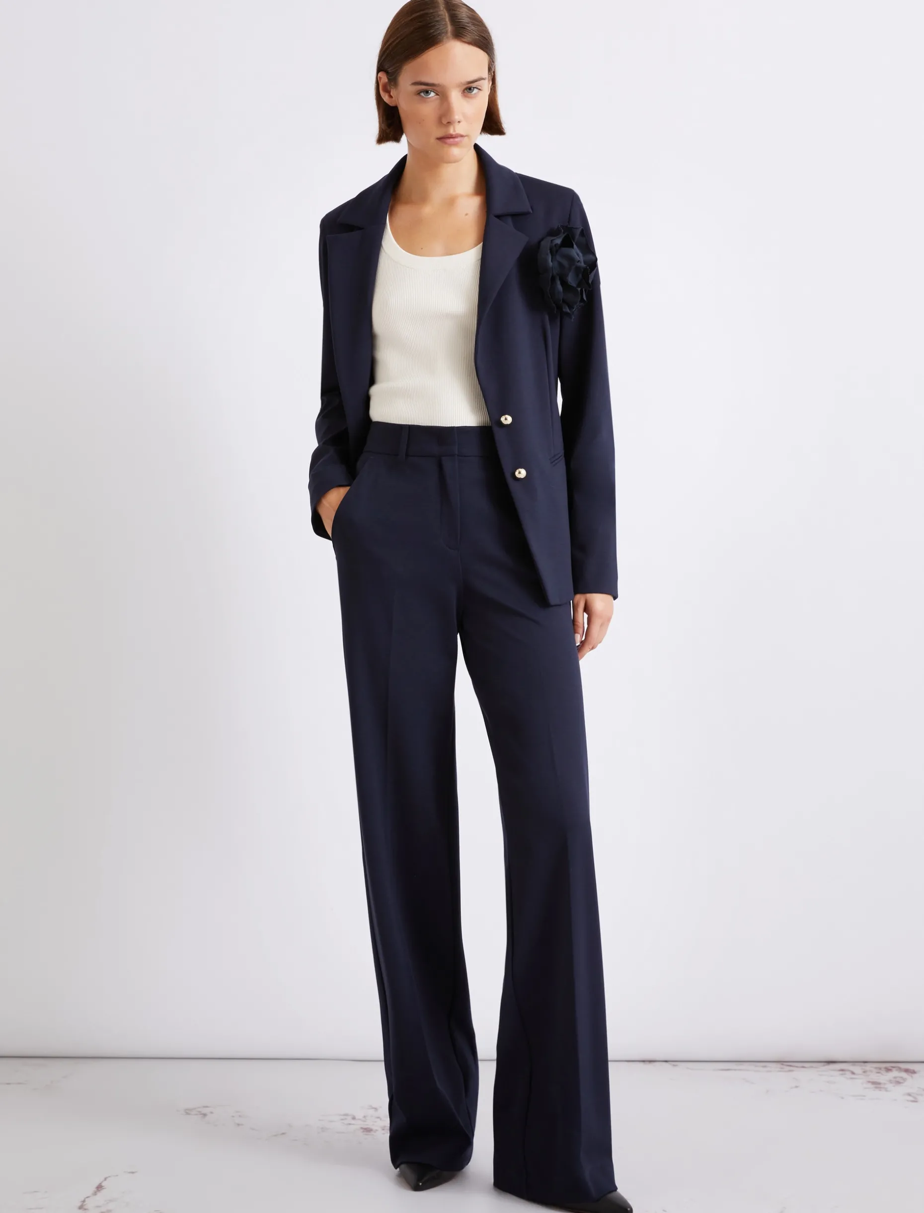 Pantalone dritto in jersey - BLU