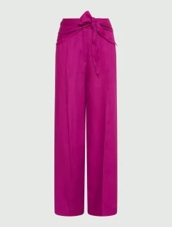 Pantalone dritto in lino - FUXIA