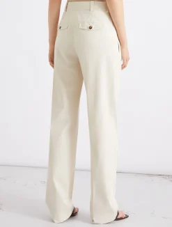 Pantalone dritto in popeline di puro cotone - GHIACCIO