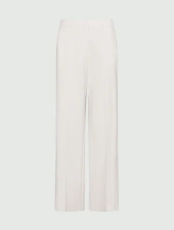Pantalone dritto in tela stretch - BIANCO