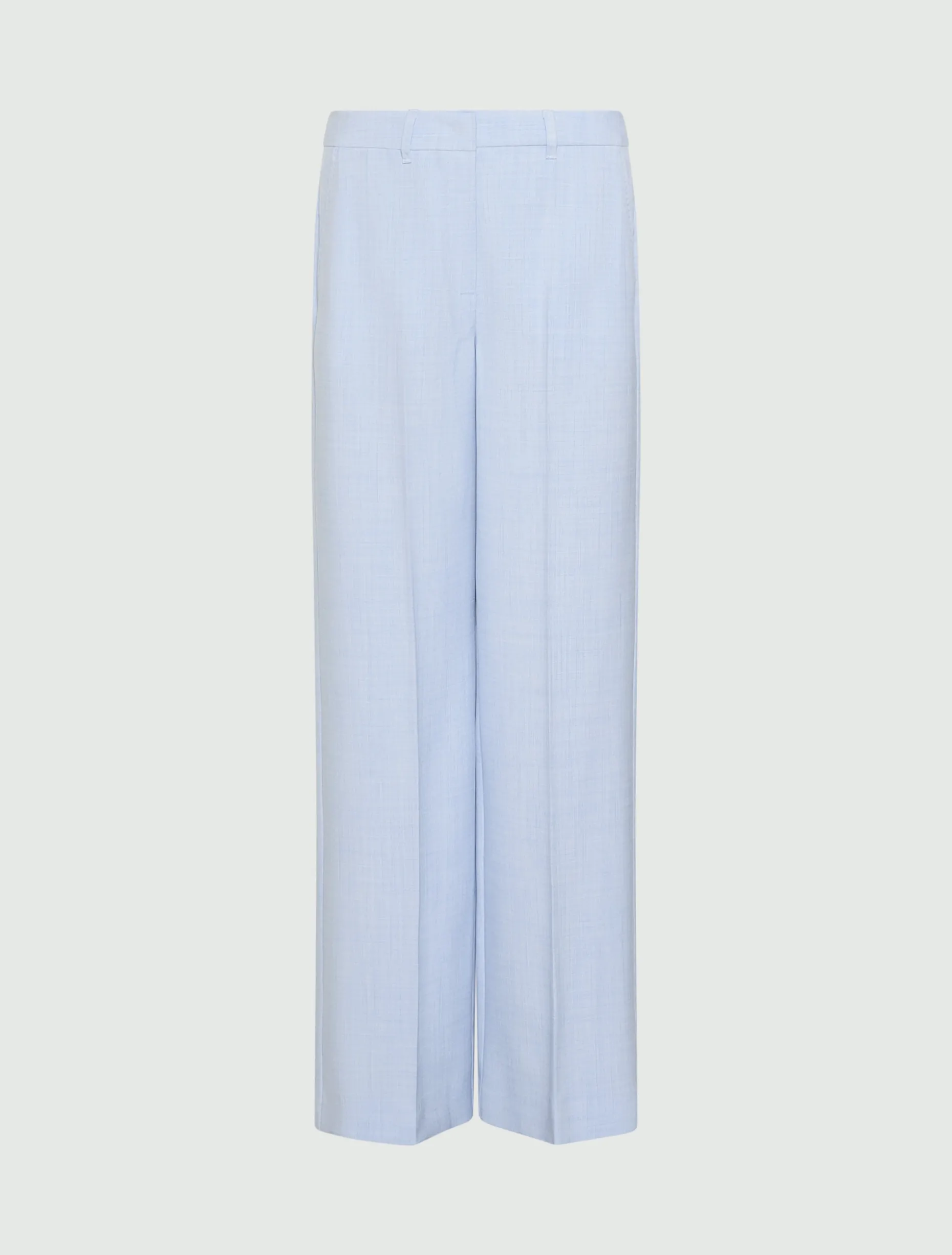 Pantalone dritto in tela stretch malfilé - AZZURRO