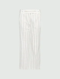 Pantalone flare in lino e cotone - BIANCO