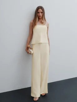 Pantalone in envers satin - BIANCO LANA