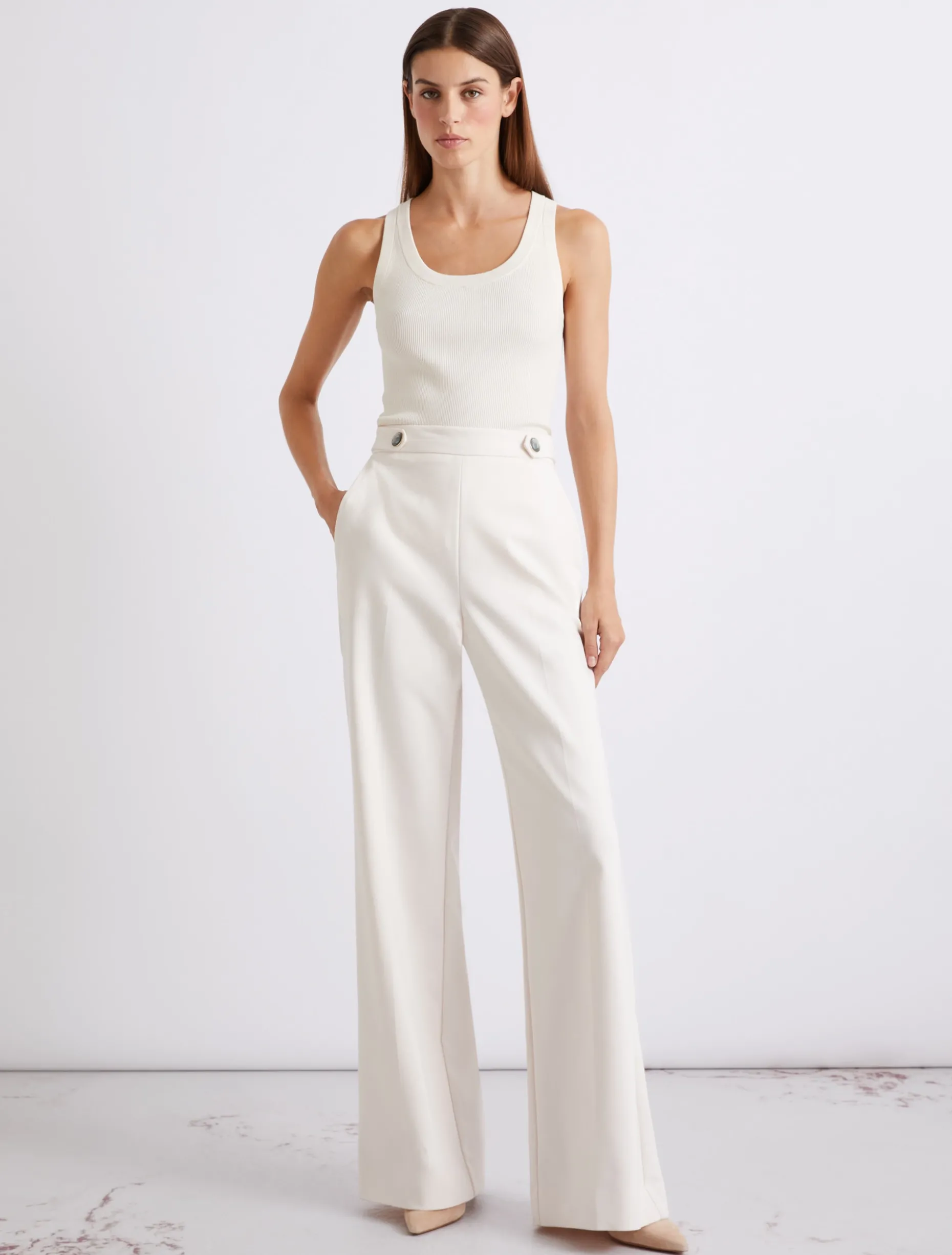 Pantalone in misto cotone stretch - BIANCO