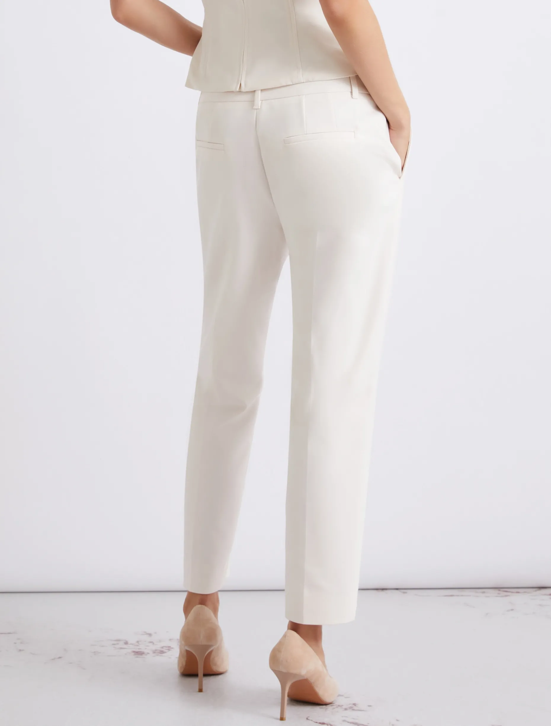 Pantalone in misto cotone stretch - BIANCO