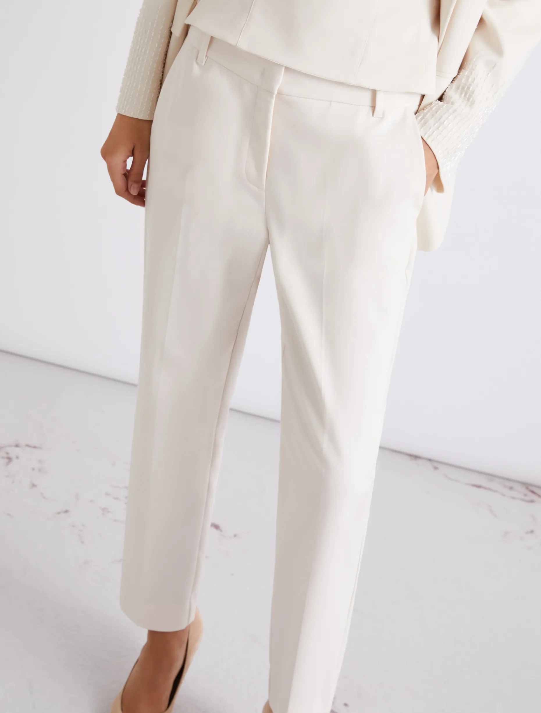 Pantalone in misto cotone stretch - BIANCO