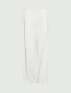 Pantalone in misto lino con coulisse - BIANCO LANA