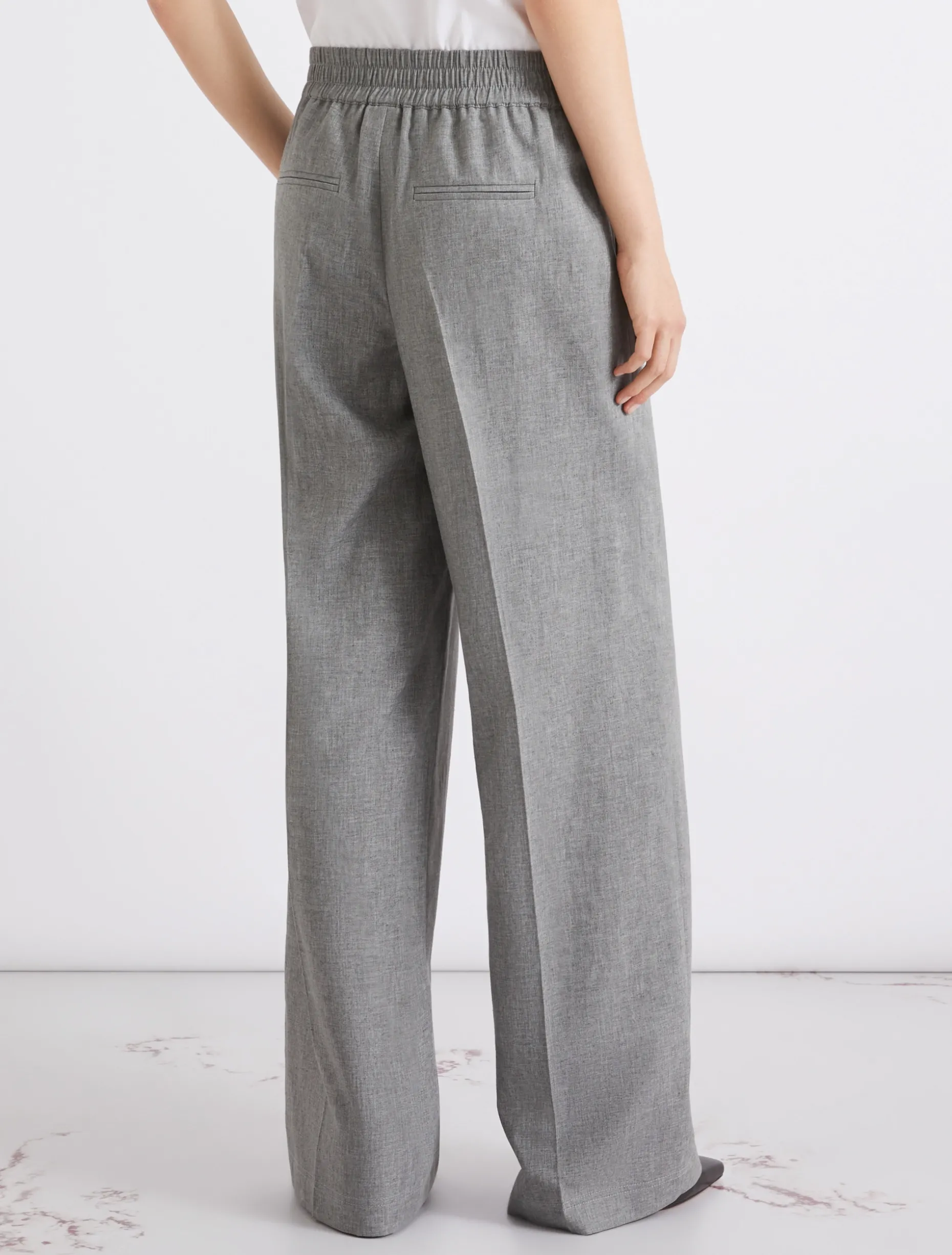 Pantalone in misto lino lavato - GRIGIO MELANGE