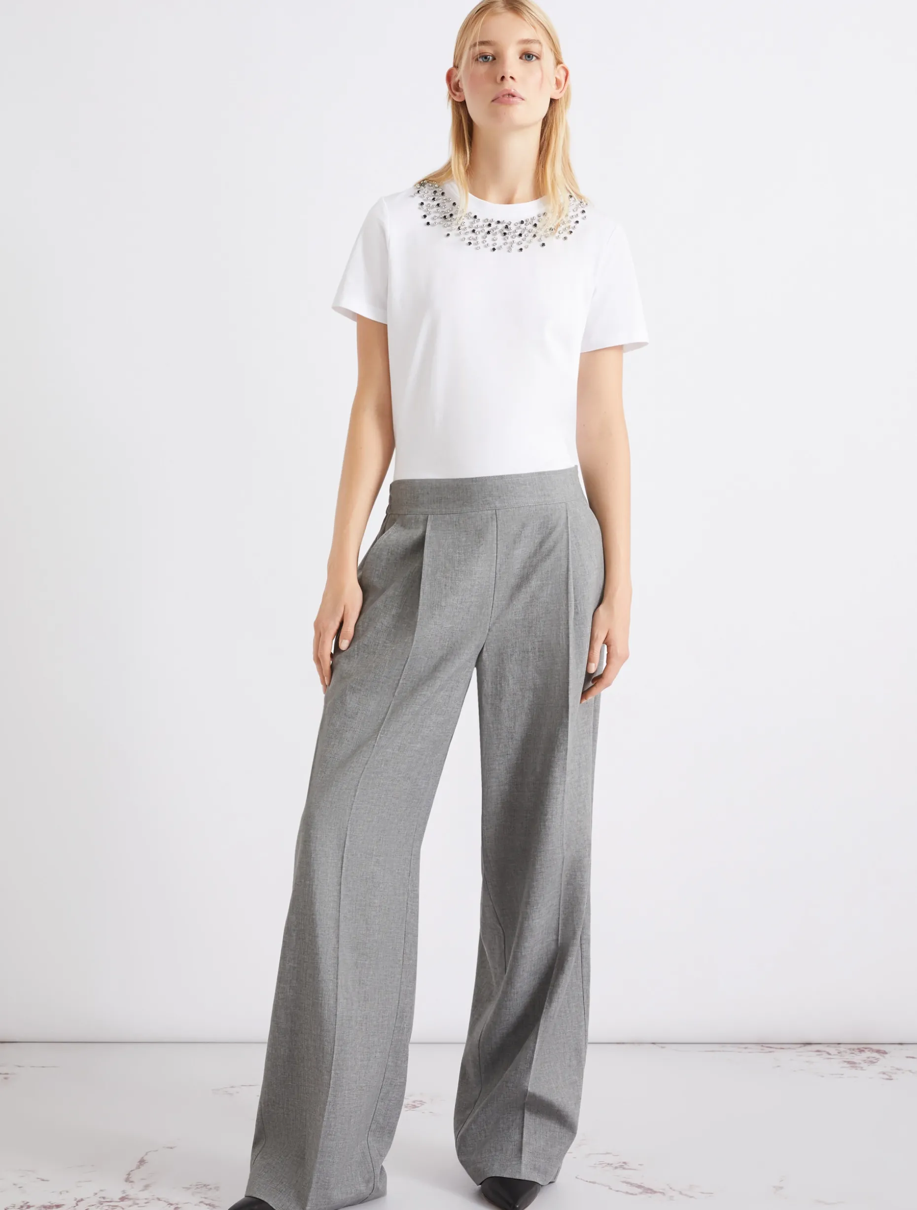 Pantalone in misto lino lavato - GRIGIO MELANGE