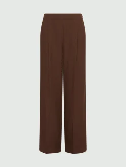 Pantalone in misto lino lavato - MARRONE