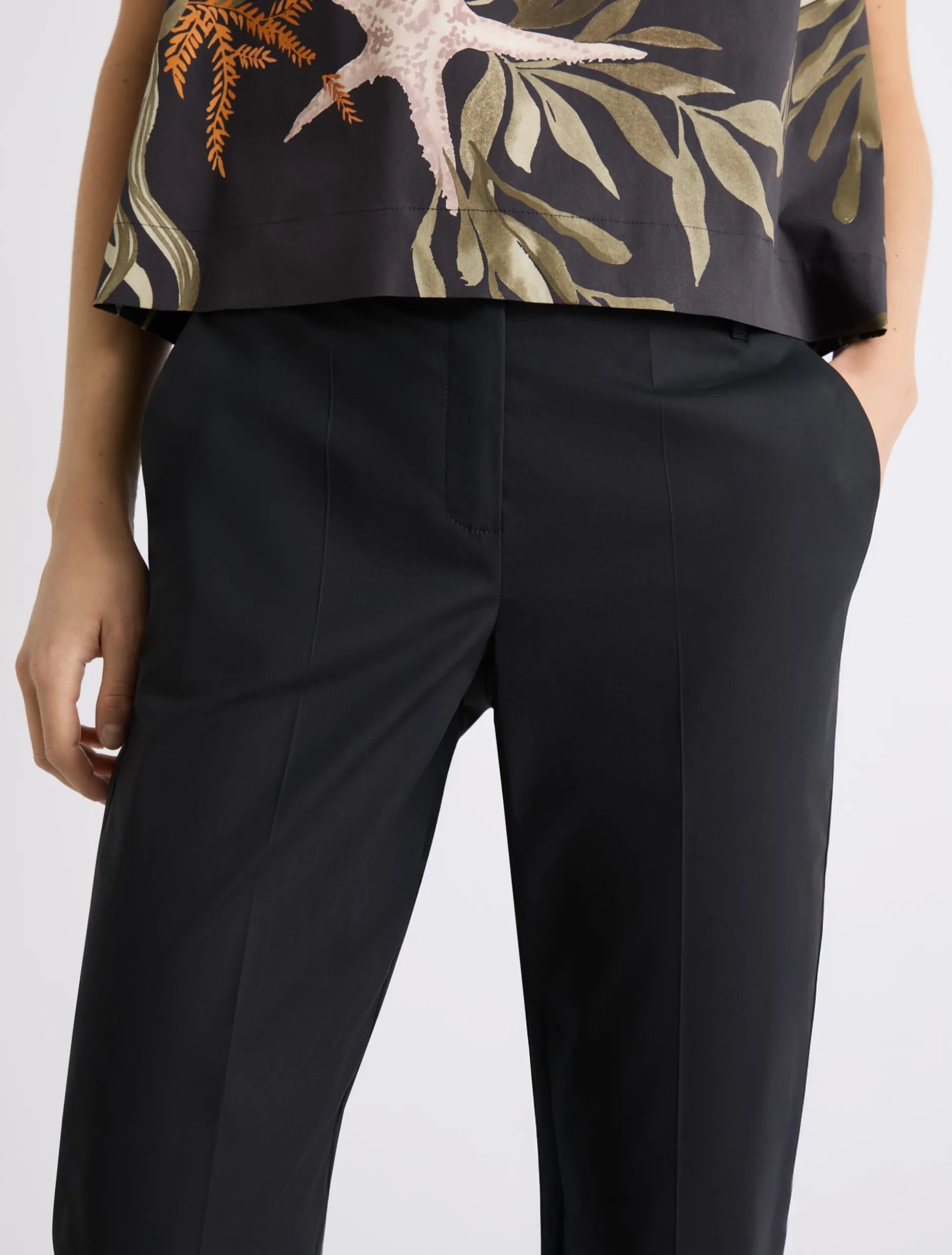 Pantalone in popeline stretch - NERO