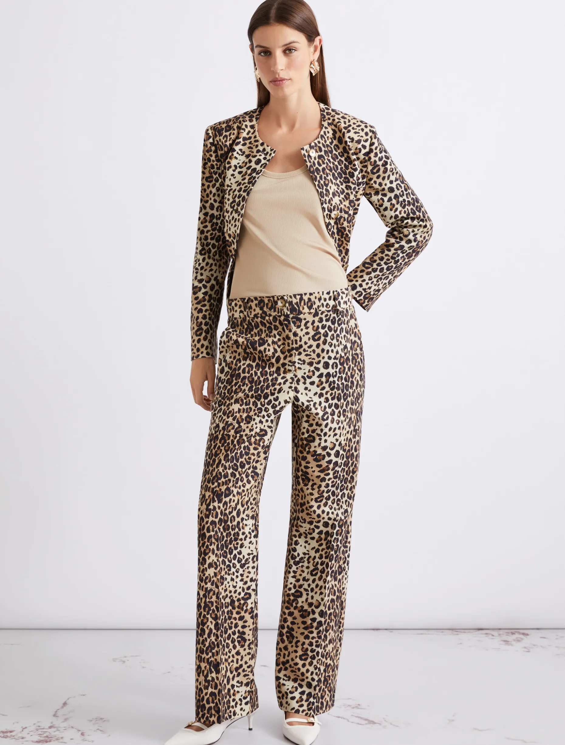 Pantalone in stuoia di misto lino - BEIGE