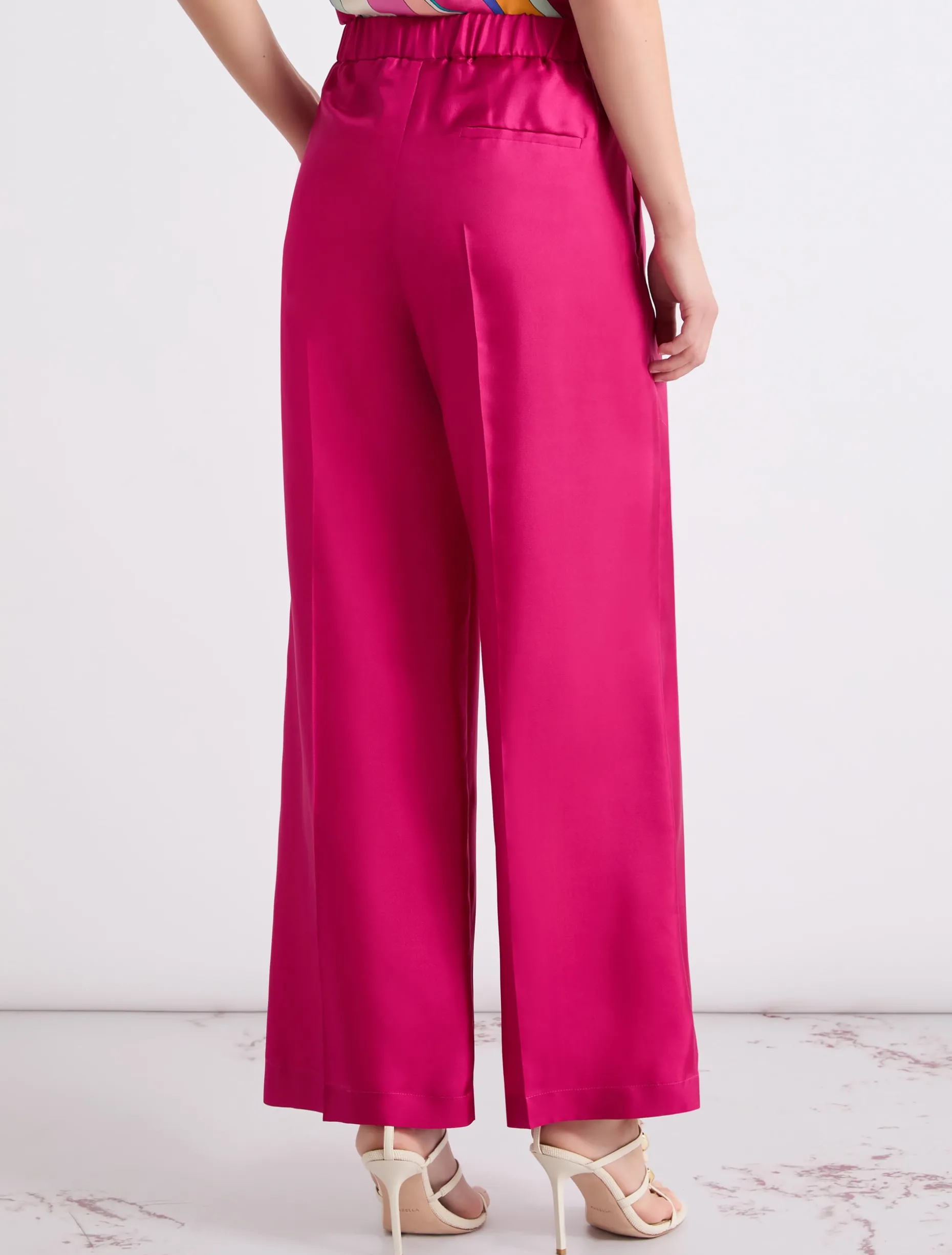 Pantalone in twill di seta - FUXIA
