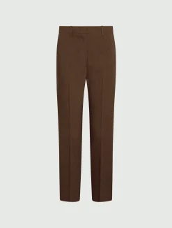 Pantalone in viscosa e lino stretch - MARRONE