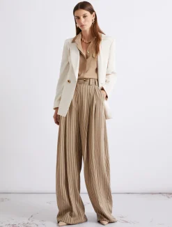 Pantalone palazzo in viscosa - NOCCIOLA