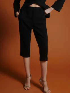 Pantalone pinocchietto in envers satin - NERO