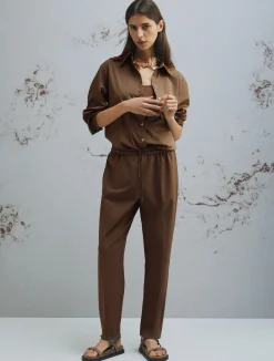Pantalone slim - MARRONE