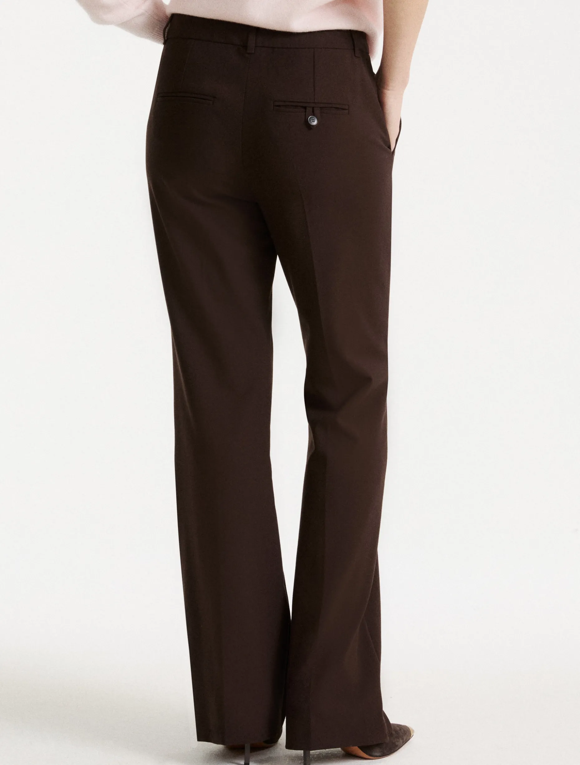Pantalone stretch in misto viscosa - MARRONE