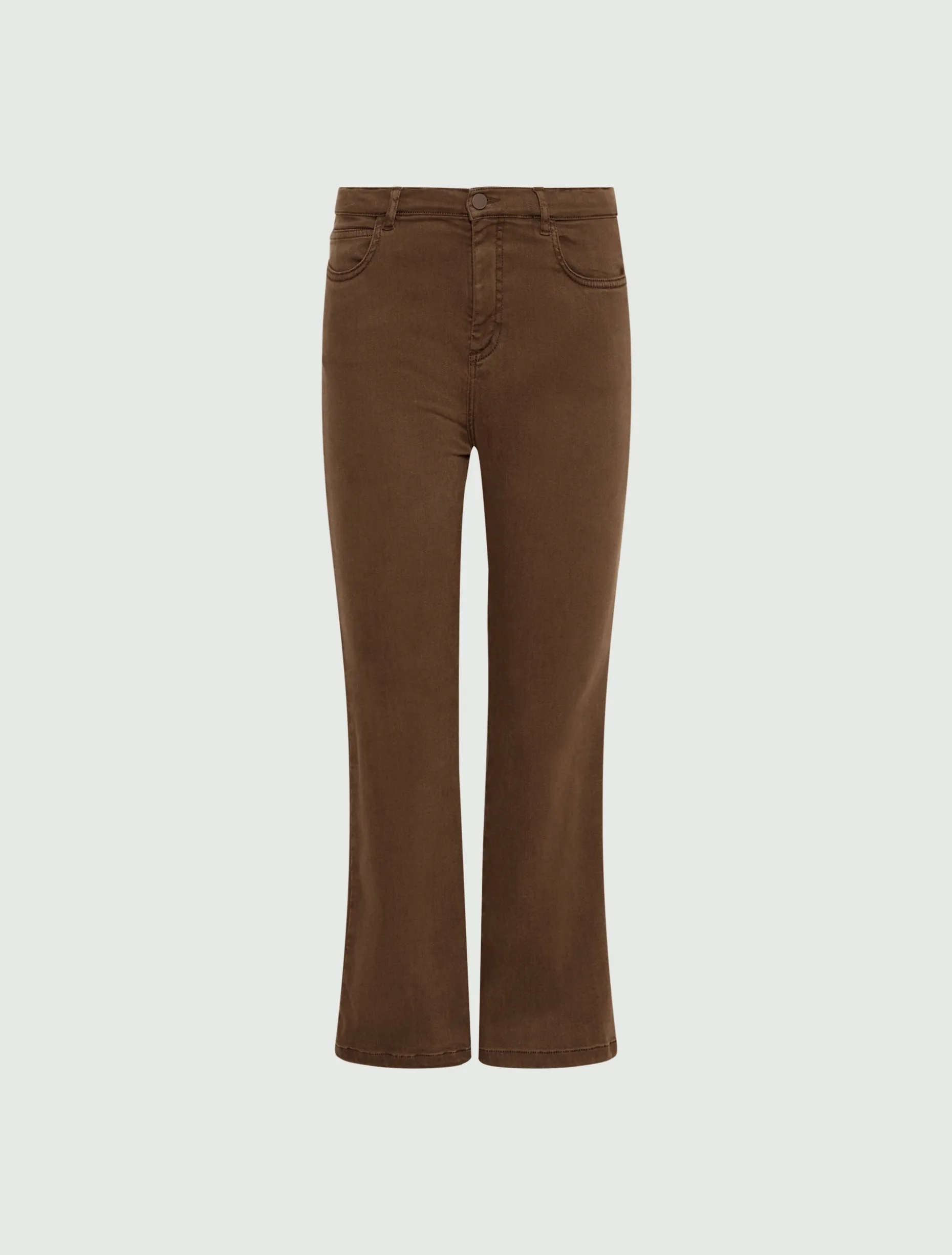 Pantalone 5 tasche flare crop - MARRONE