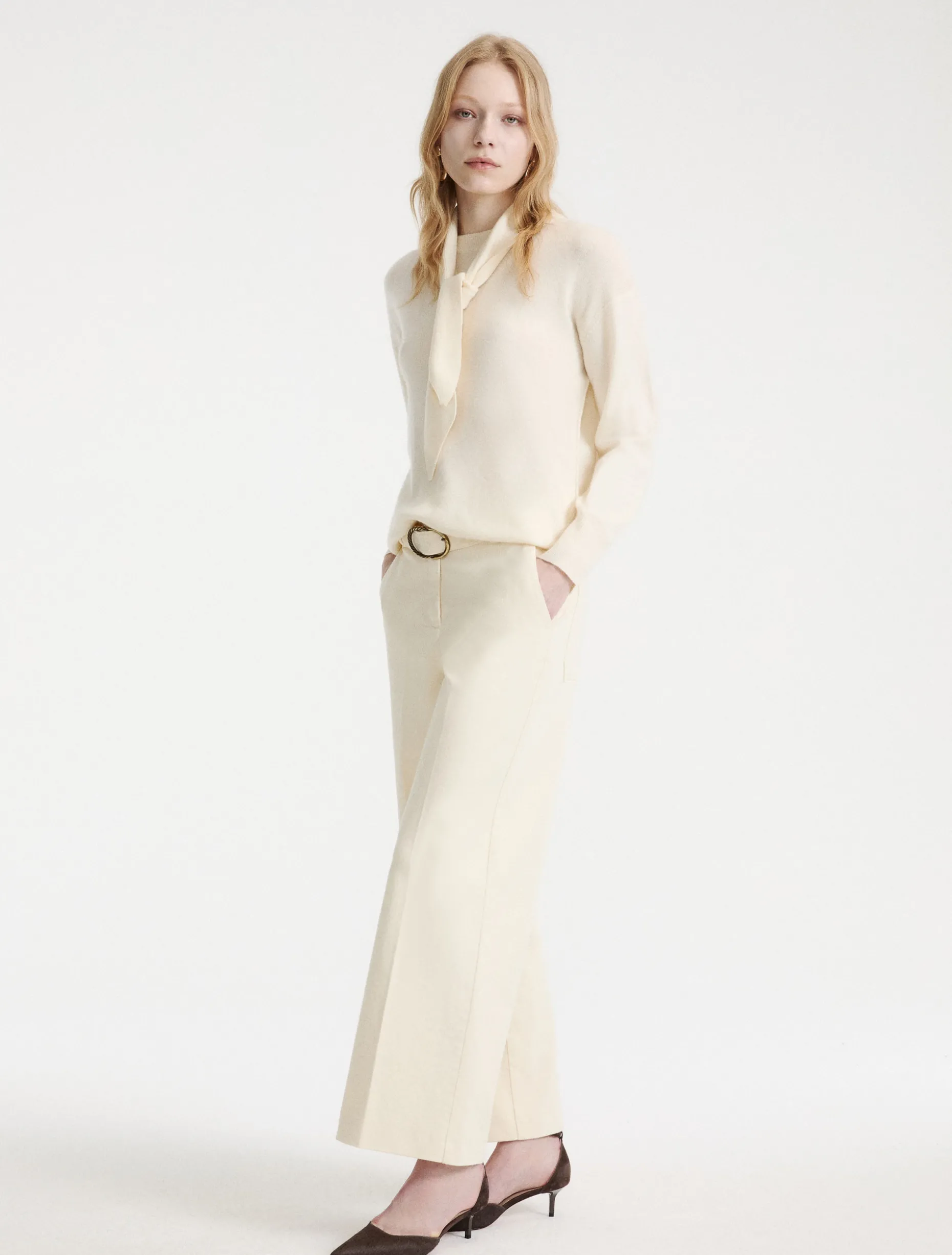 Pantalone wide leg crop - PANNA