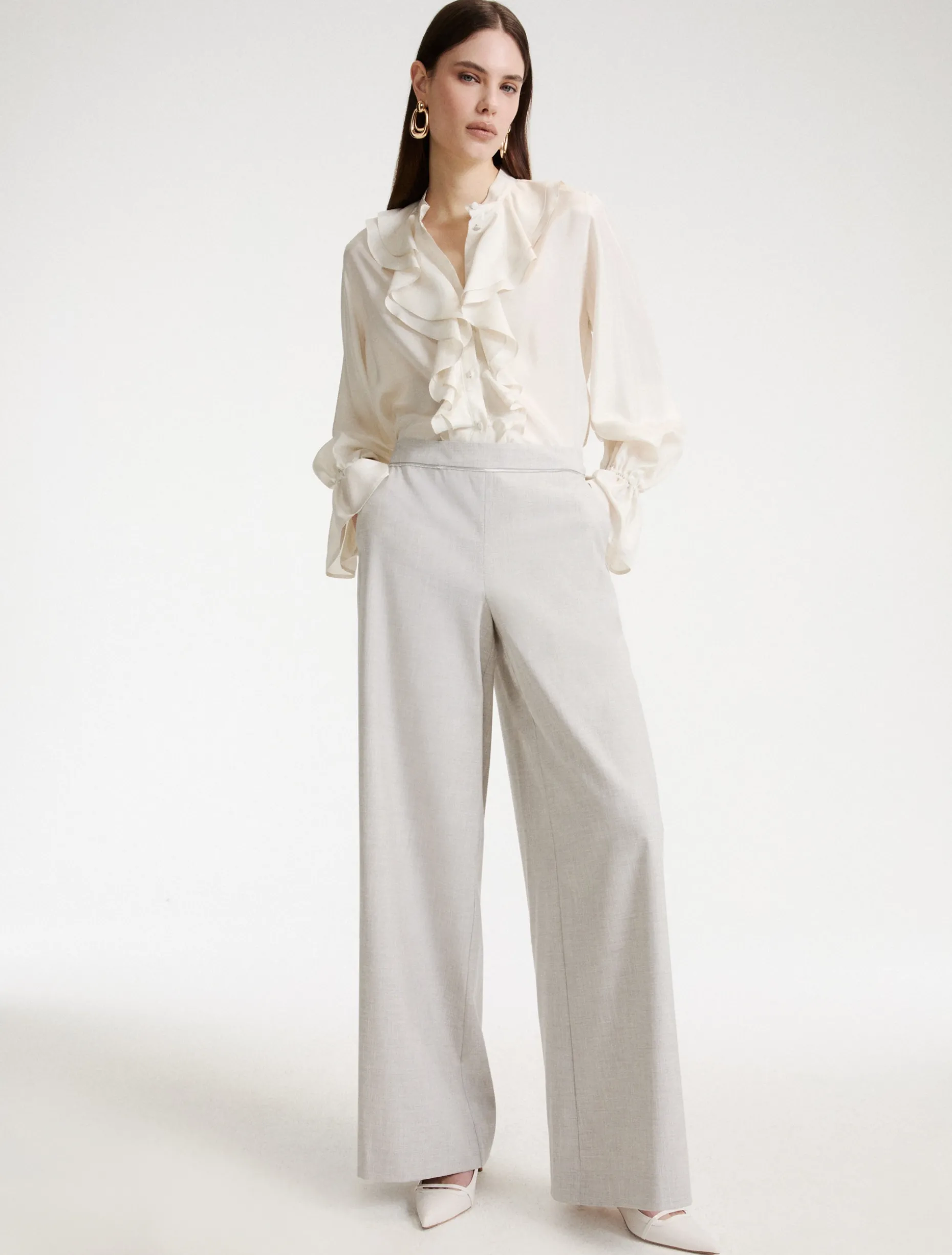 Pantalone wide leg - GRIGIO CHIARO