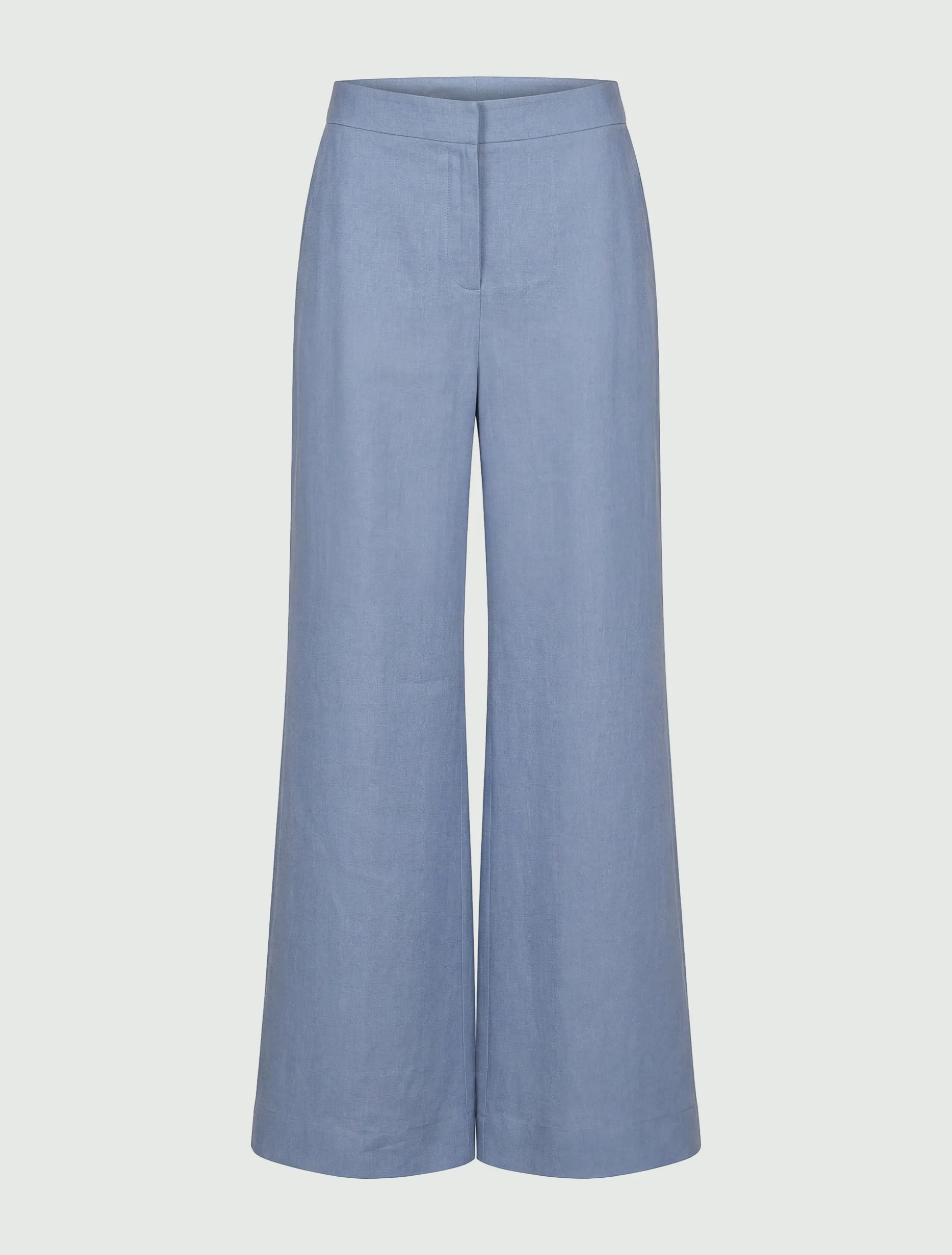 Pantalone wide leg in lino - Azzurro polvere
