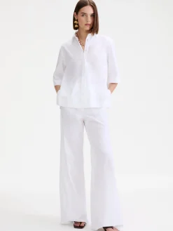 Pantalone wide leg in popeline - BIANCO OTTICO