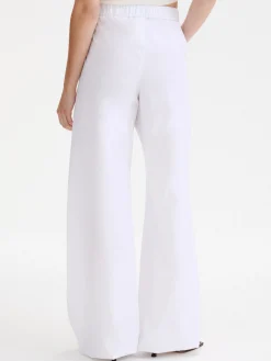 Pantalone wide leg in popeline - BIANCO OTTICO