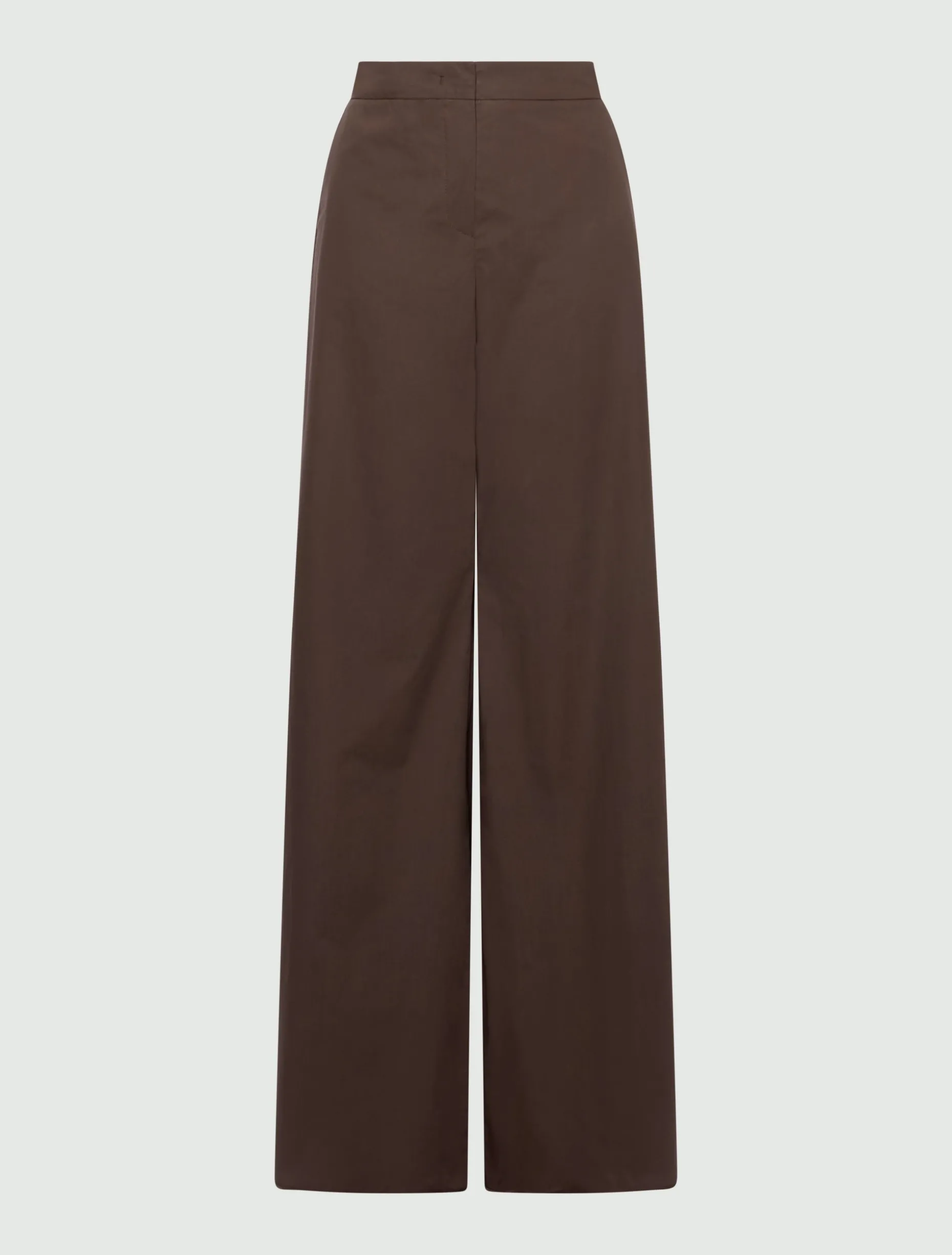 Pantalone wide leg in popeline - MARRONE