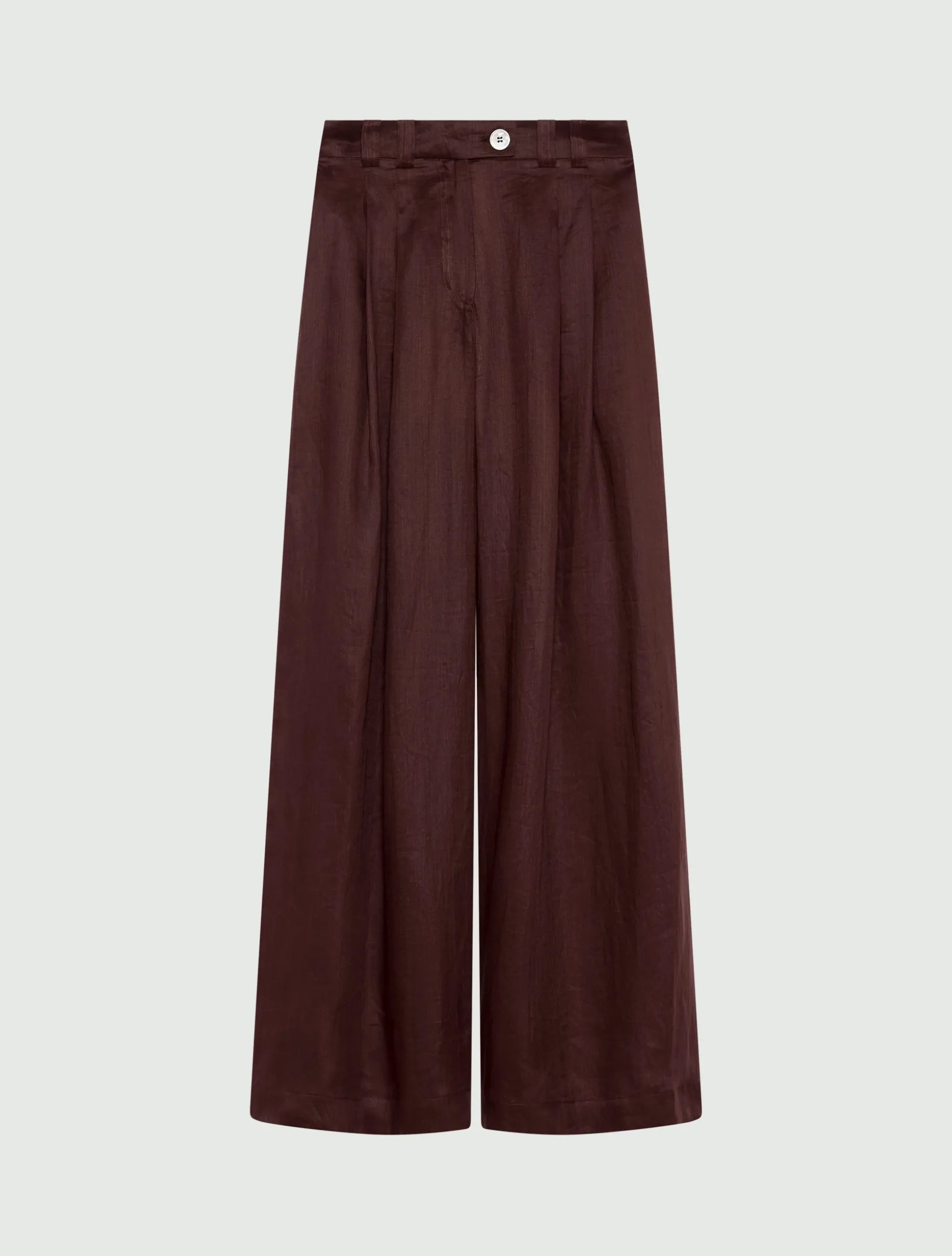 Pantalone wide leg in ramié - MARRONE