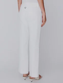 Pantaloni flare in cotone stretch - BIANCO