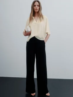 Polo in satin fluido - BIANCO LANA