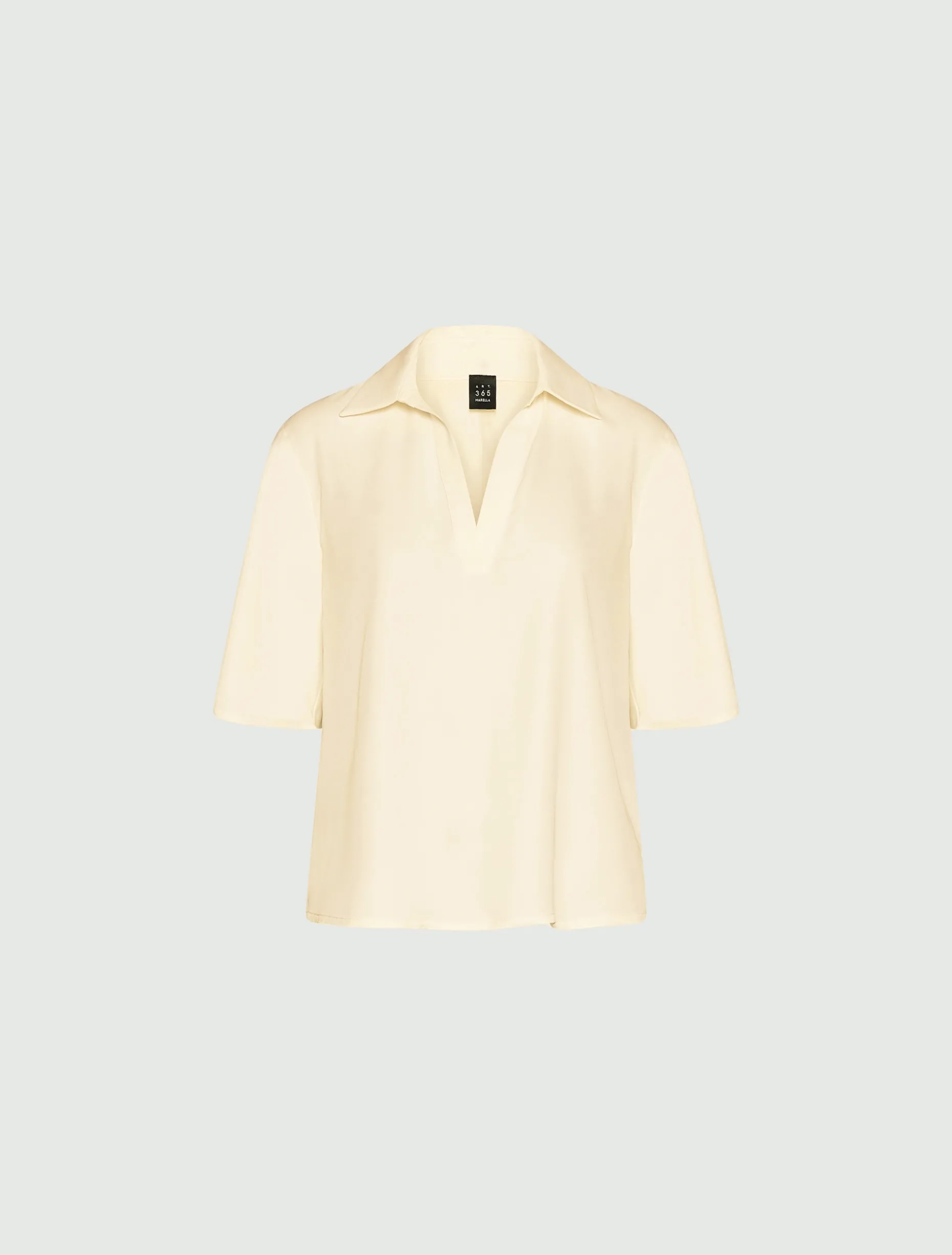 Polo in satin fluido - BIANCO LANA