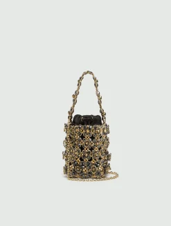 Secchiello piccolo con bead ricamate - NERO