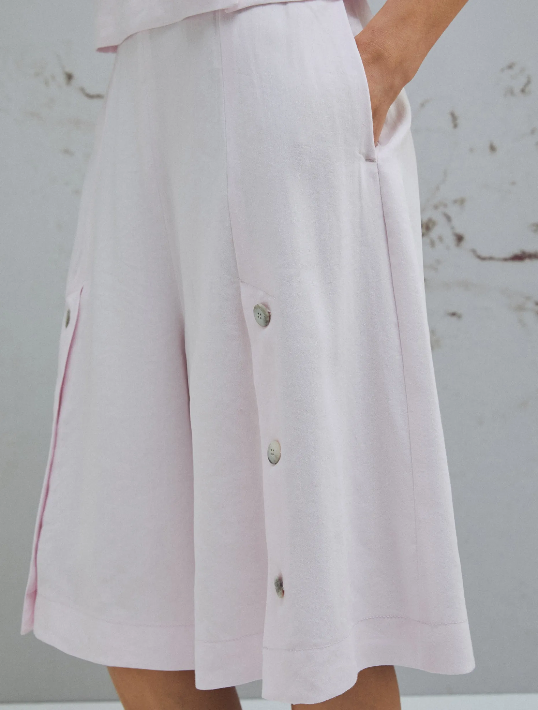Short in misto lino e viscosa stretch - ROSA