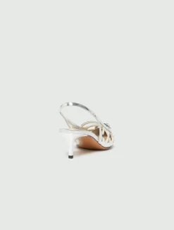 Slingback in laminato specchio - ARGENTO