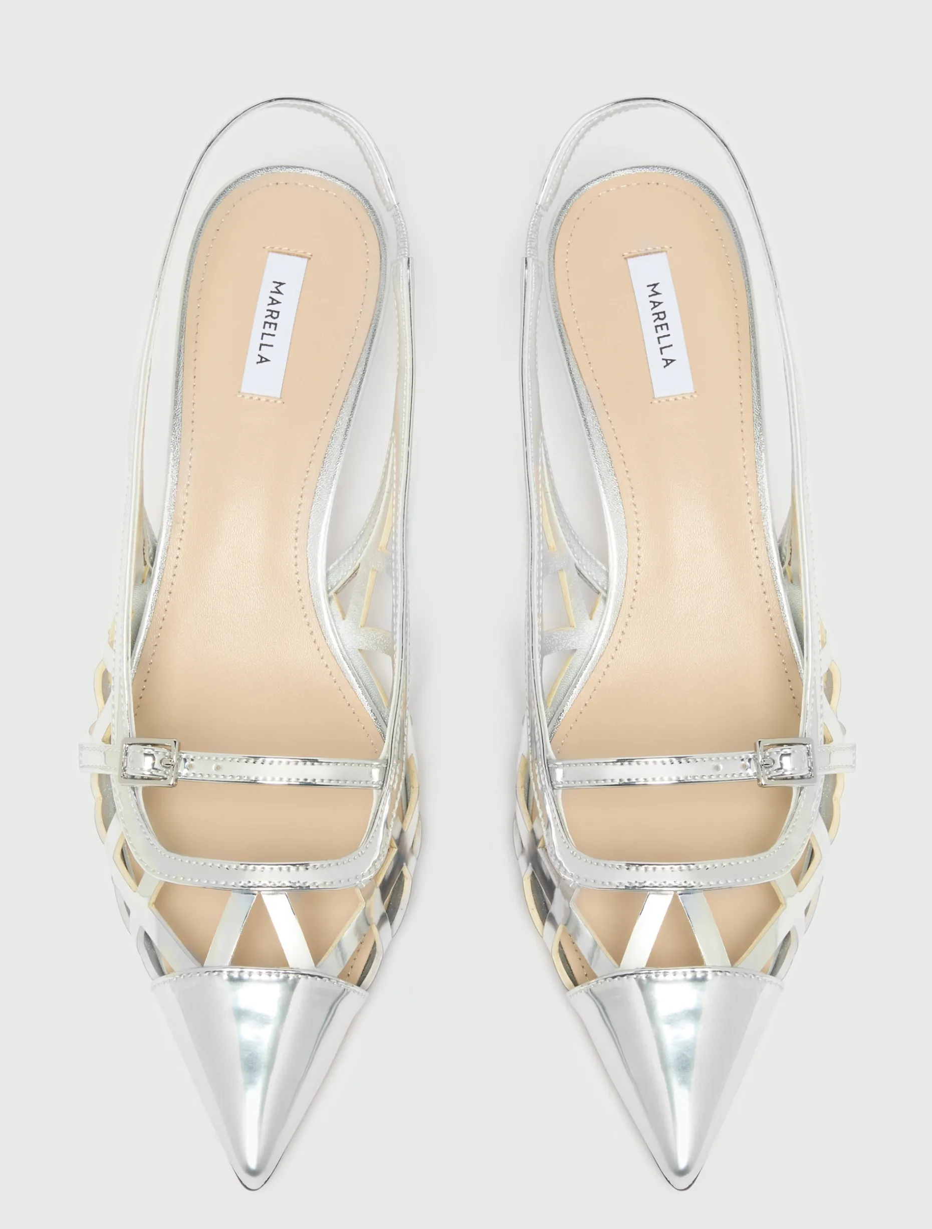 Slingback in laminato specchio - ARGENTO